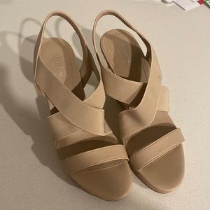 9.5 Charles David wedges. Nude. Worn once.